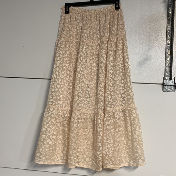 SABINA MUSAYEV ANOUK BEIGE CREAM FLORAL MIDI SKIRT MEDIUM - Picture 6 of 6